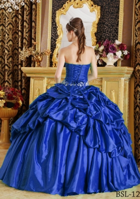 Lovely Royal Blue Puffy Strapless Beading 2014 Quinceanera Dress