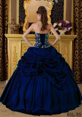 Perfect Royal Blue Sweetheart 2014 Embroidery Quinceanera Dresses