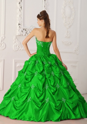 Princess Appliques Strapless 2014 Quinceanera Dresses with Beading