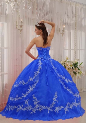 2014 Puffy Sweetheart Appliques Long Quinceanera Dresses