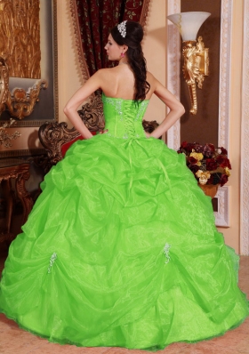 2014 Puffy Sweetheart Beading Quinceanera Dresses in Spring Green