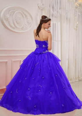 2014 Spring Puffy Strapless Appliques Quinceanera Gowns