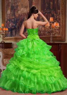 2014 Spring Sweetheart Beading Organza Quinceanera Dresses