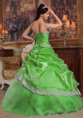 Discount Puffy Sweetheart Floor-length Appliques Quinceanera Dresses