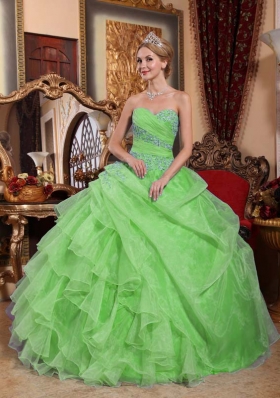 Discount Sweetheart Appliques and Ruched PuffyQuinceanera Dresses