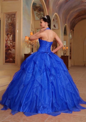 Gorgeous Halter Embroidery Quinceanera Dress with Ruffles