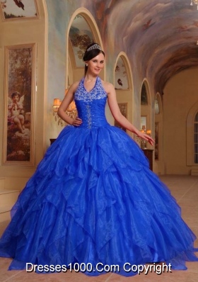 Gorgeous Halter Embroidery Quinceanera Dress with Ruffles