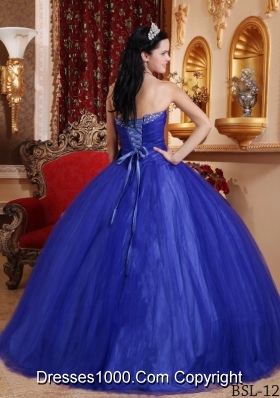 Lovely Blue Puffy Sweetheart 2014 Beading Quinceanera Dresses