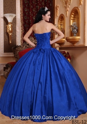 Perfect Blue Puffy Strapless 2014 Beading Quinceanera Dresses