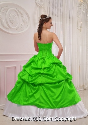 Pretty Spring Green Sweetheart Beading and Pick-ups Quinceanera Dresses