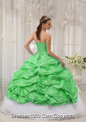 Pretty Sweetheart Taffeta and Tulle Beading Sweet 16 Dresses in Spring Green