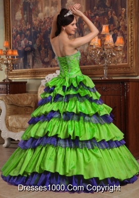 Princess Sweetheart Taffeta and Organza Beading Quinceanera Dresses