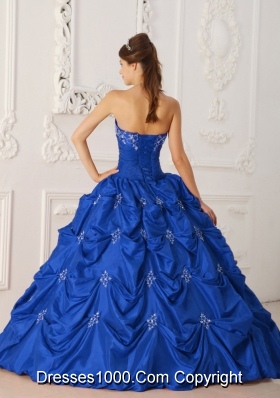 Puffy Strapless 2014 Appliques and Beading Quinceanera Dresses