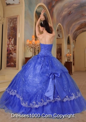 The Brand New Sequins Quinceanera Dresses in Blue Puffy with Bows