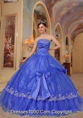 The Brand New Sequins Quinceanera Dresses in Blue Puffy with Bows