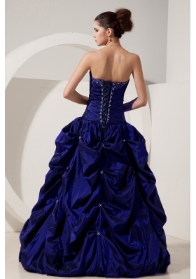 2014 Beading Quinceanera Dresses in Dark Blue Princess Sweetheart