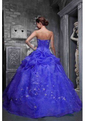 2014 Beautiful Strapless Appliques Blue Quinceanera Dresses