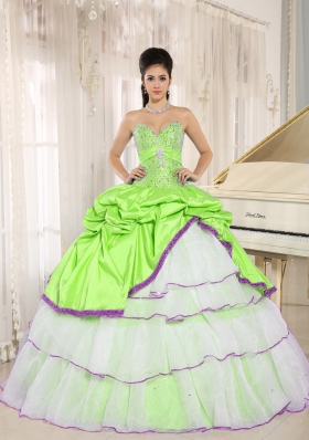 2014 Pretty Sweetheart Beading and Ruffled Layers Sweet 15 Dresses