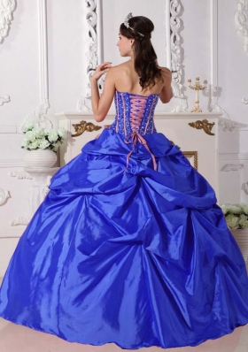 2014 Puffy Strapless Pick-ups and Hand Made Flowers Quinceanera Dresses