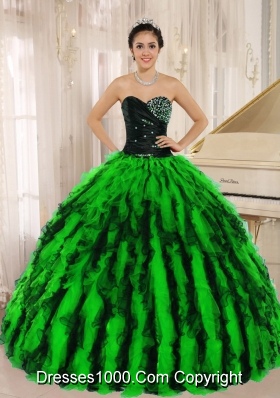 2014 Spring Beaded and Ruffled Sweetheart For Pretty Quinceanera Dresses