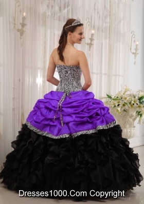 Brand New Purple and Black Sweetheart Quinceanera Dress