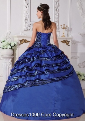 Cute Royal Blue Puffy Strapless Beading Quinceanera Dresses