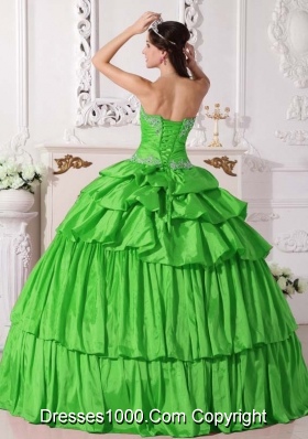 Elegant Long Beading and Ruching 2014 Spring Quinceanera Dresses