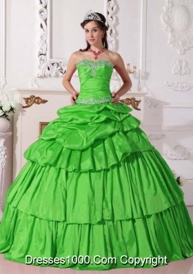 Elegant Long Beading and Ruching 2014 Spring Quinceanera Dresses