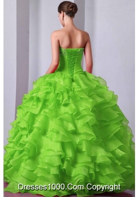 Popular Princess Sweetheart Beading and Ruffles Quinceanea Dresses