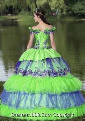 Puffy Off The Shoulder Appliques Quinceanera Dress For 2014