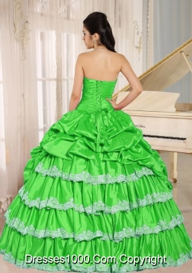 Spring Green Beaded and Appliques Custom Made Quinceanera Dresses