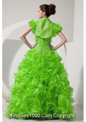 Spring Green Princess Sweetheart Beading and Ruffles 2014 Quinceanera Dresses