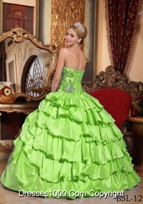 Discount Strapless Quinceaneras Dress with Appliques and Ruffles