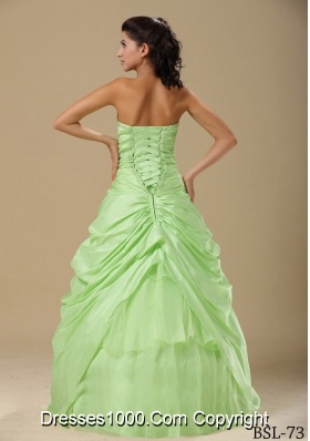 Lime Green Sweetheart Hand Made Flowers and Beading Sweet 15 Dresses