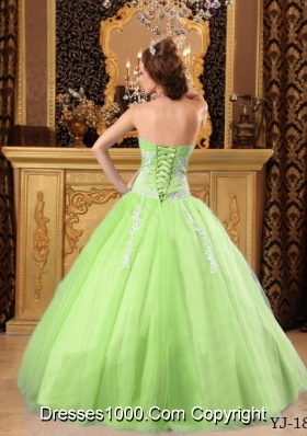 Popular Princess Sweetheart Lime Green Quinceanera Dresses with Appliques