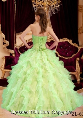 Princess Sweetheart Organza Sweet 15 Dresses with Beading and Ruffles