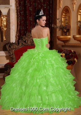 Strapless Organza New Style Quinceanera Gowns with Beading and Ruffles