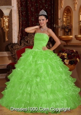 Strapless Organza New Style Quinceanera Gowns with Beading and Ruffles