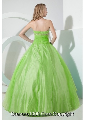 Strapless Organza Princess Quinceneara Dresses with Appliques and Beading