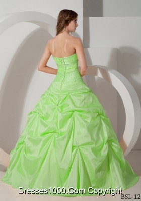 Sweetheart Taffeta Lime Green Quinceanera Dress with Beading