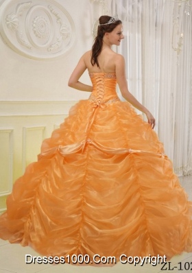 Princess Sweetheart Organza Quinceanera Dresses with Beading and Pick-ups