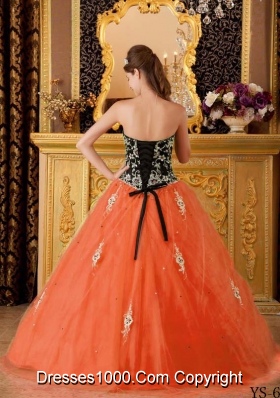 Orange Red Princess Sweetheart Beading Quinceanera Dresses Gowns