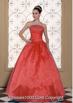 2014 Lovely Strapless Quinceanera Dress With Beading