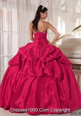 2014 Quinceanera Dress in Hot Pink Puffy Sweetheart with Beading and Pick-ups