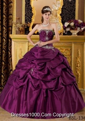 Brand New Puffy Strapless Appliques 2014 Quinceanera Dresses with Pick-ups 212.47