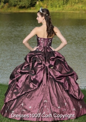 Custom Size Strapless Appliques and Pick-ups Dark Purple Quinceanera Dresses