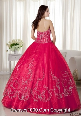 Puffy Sweetheart Floor-length Beading and Embroidery for 2014 Quinceanera Dress