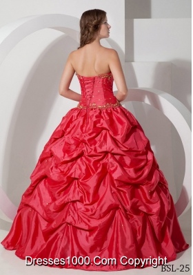 Romantic Puffy Strapless 2014 Quinceanera Dress with  Pick-ups and Beading