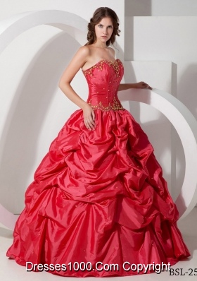 Romantic Puffy Strapless 2014 Quinceanera Dress with  Pick-ups and Beading