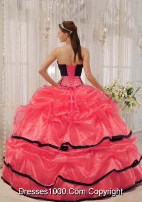 2014 Popular Colourful Puffy Strapless Beading Quinceanera Dress with Pick-ups